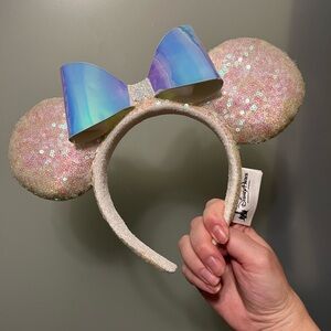 Disney Sequin Minnie Mouse Ears with Iridescent Bow